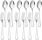 Set di 12 cucchiai e forchette in acciaio inox per uso alimentare, set di posate in argento per casa, cucina e ristorante, lavabile in lavastoviglie