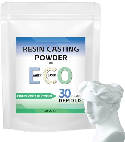 Eco Casting Powder White - Polvere per colata in resina, miscela rapida di gesso, miscela attivata dall'acqua, composto ecologico, 20-30 minuti per artigianato e decorazione della casa