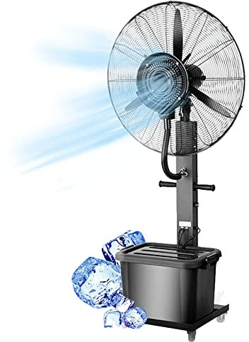 Ventilatore a piantana con nebulizzatore d'acqua, ventilatore a piantana con nebulizzazione nera, ventilatore industriale a piantana a 3 velocità di raffreddamento, ventilatore a piantana per esterni