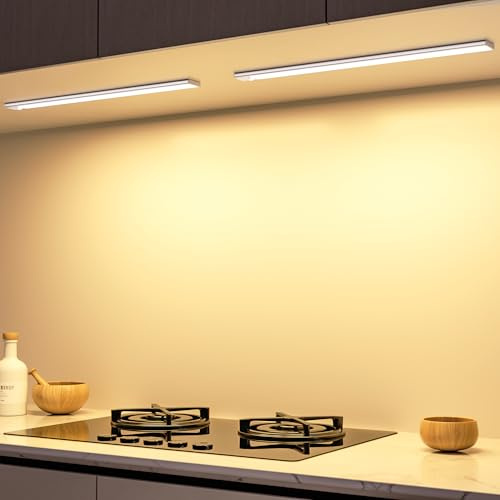 41CM Unterbauleuchte Küche LED, 2800mAh Schrankbeleuchtung mit Bewegungsmelder Schrankleuchte Dimmbar Kabellos Nachtlicht Aufladbar Lichtleiste für Küche Schlafzimmer Badezimmer Kleiderschrank 2 Stück