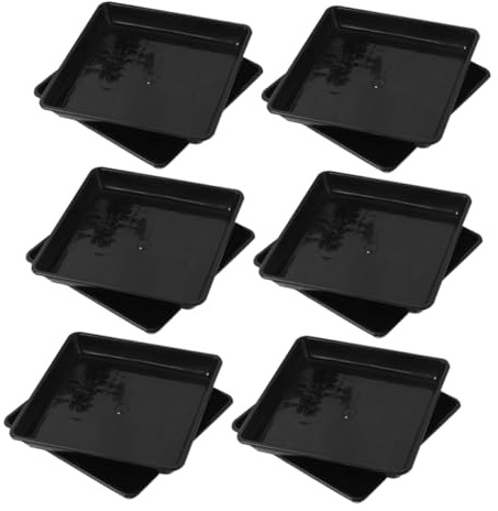 Soucoupes Rectangulaires pour Pots de Fleurs 15 Pièces en Pp Noir | Plateaux D’égouttage pour Plantes, Usage Intérieur et Extérieur, Lot de 15