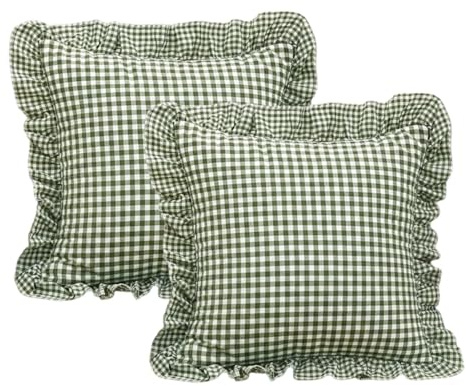 Set med 2 rutiga kuddfodral, rattskydd 45 x 45 cm, mjuka kuddfodral för heminredning, bäddsoffa, soffa