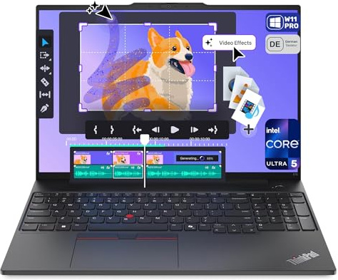 Lenovo ThinkPad E16 Gen 2 Business Laptop, Intel Core Ultra 5-125H, 64 GB DDR5 RAM, 2 TB PCIe SSD, 16 FHD+ Display, Integrated Intel Arc Graphics, Backlit QWERTZ Tastatur, Windows 11 Pro, Black