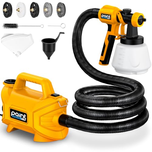 Pulvérisation de Peinture 650W, Pistolet Peinture électrique avec réservoir de 1300ml et 5 Buses, Pistolet à Peinture avec Tuyau d'air de 3m, pour peintures à l'intérieur et à l'extérieur