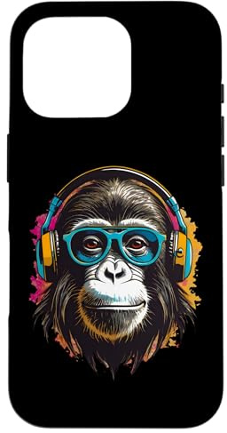DJ Monkey avec Casque Techno Rave Disco Disco Jockey DJ Coque pour iPhone 16 Pro