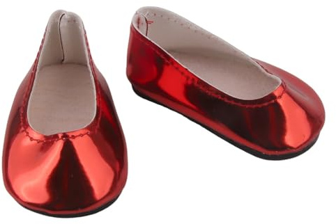 Codulu Puppenschuhe für 45,7 cm große amerikanische Puppe, rote flache Schuhe, lässiges Kostümzubehör für 43–46 cm große Mädchenpuppe