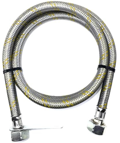 Tuyau de gaz flexible renforcé en acier inoxydable 1,5 m – 21,8 mm LH Connecteurs bidirectionnels – Tuyau GPL/propane pour caravane, camping-car, barbecue et restauration