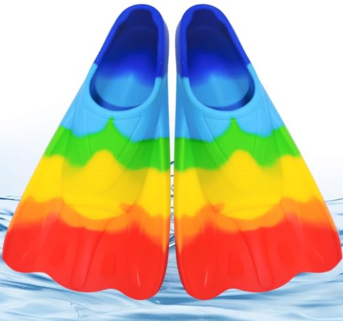 Schwimmflossen Kinder - Flossen Kinder Silikon - Kurzflossen für Kinders Erwachsene - Taucherflossen für Schwimmtraining, Freiwassertraining, Schnorcheln, Anfänger