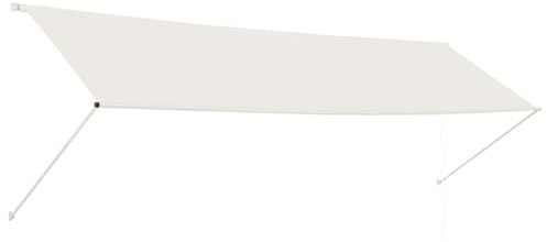 Owoxanthellate Einziehbare Markise 400x150 cm Creme, Manueller Sonnenschutz für Fenster Terrasse und Balkon, Stabiler Stahlrahmen mit Polyester-Bespannung, Verstellbare Fenstermarkise