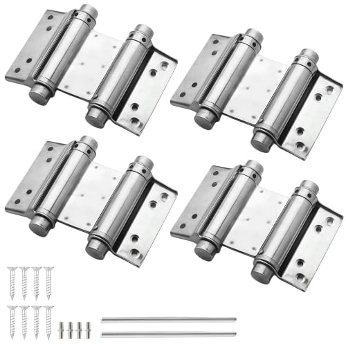 Hinges 4 Pack Stainless Steel Spring Hinges Double Opening Silver 3 Inch