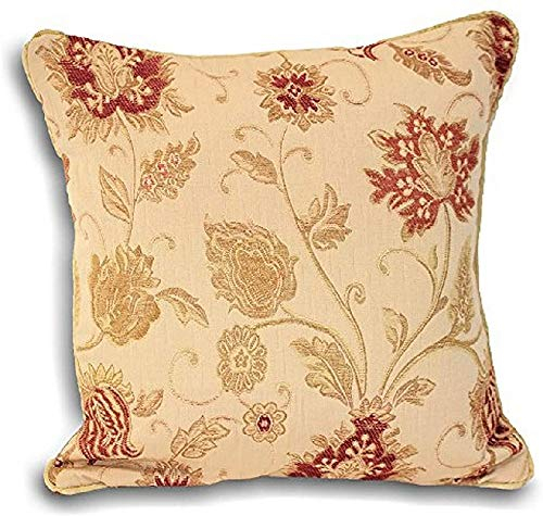 Riva Paoletti Zurich Cushion Cover - Champagne Cream - Decorative Floral Jacquard Design - Piped Edges - Reversible - 100% Polyester - 45 x 45cm (18 x 18 inches) - Designed in the UK