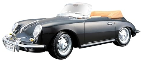 BBURAGO | PORSCHE 356B CABRIOLET 1961 édition collection | Reproduction de voiture miniature à échelle 1/24 | Noire | Jouet pour enfant à collectionner | 22078