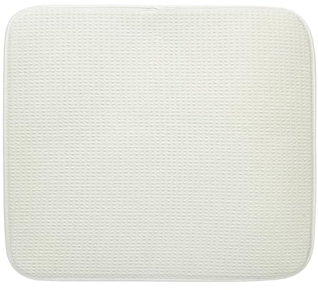 S&T INC. Absorbent, Reversible Microfiber Dish Drying Mat for Kitchen, 16 Inch x 18 Inch, Cream