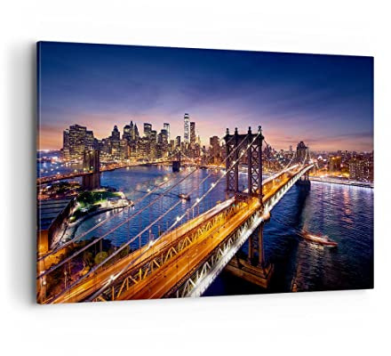 Wandbilder Dekoration Wohnzimmer Usa amerika new york manhattan Bilder auf Leinwand 120x80cm Leinwandbild Schlafzimmer Deko Wand Kunstdruck Art Groß XXL Wanddeko Bild Wall Decor Canvas AA120x80-2820