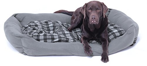 SAUERLAND XXL Hundebett Grau 120x80 cm Wendekissen waschbar | Maschinenwaschbar – Bezug abnehmbar und leicht zu reinigen