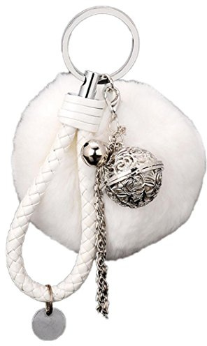 Ularma Elegant Plüsch Ball Schlüsselanhänger Weich Keychain Handtaschenanhänger Dekor (weiß)
