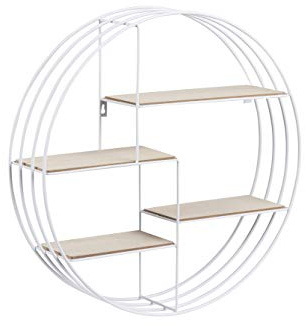 AC Design Furniture Nadine rund metallvägghylla vit med 4 hyllor, liten väggdekoration, vit flytande hylla, hängande hylla i industriell stil, diameter 10 x h 45 cm,72166