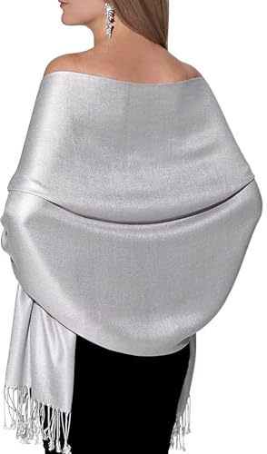 Pashmina Schal und Tücher für Abendkleider, weicher Pashminas Hochzeit Schal - Grau - Einheitsgröße