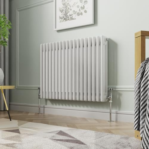 NRG Radiador horizontal de hierro fundido (600 x 830 mm), color blanco brillante