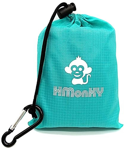 HmonKY Ultra Picnic Blanket- Portable Pocket Picnic Sheet for Outdoor Multiple Use,Best Mat for Travel & Festivals, Lightweight Waterproof & Quick Drying with 4 Portable Tent Pegs (Blue)