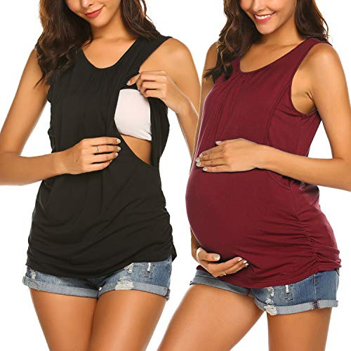 UNibelle Damen Stillshirt 2 pcs still Umstand top Shirt umstandstop