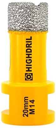 HIGHDRIL Diamond Core Drill Bit - 4/5(20mm) with M14 Thread Dry drilling for Porcelain Tile Ceramic Granite Marble Stone Masonry Brick for Angle Grinders