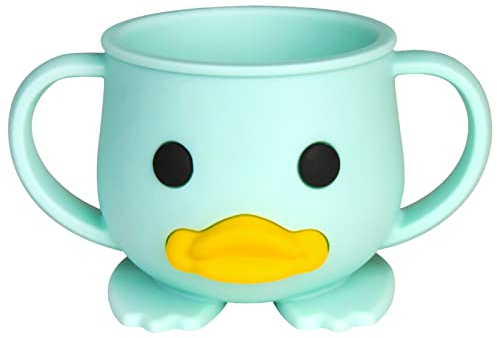 nohlerlife Tasse d'apprentissage en silicone pour tout-petit, tasse de sevrage LED pour bébé avec double poignée, tasse ouverte pour bébé, incassable, 200 ml, 6 mois et plus (tasse, menthe crème)