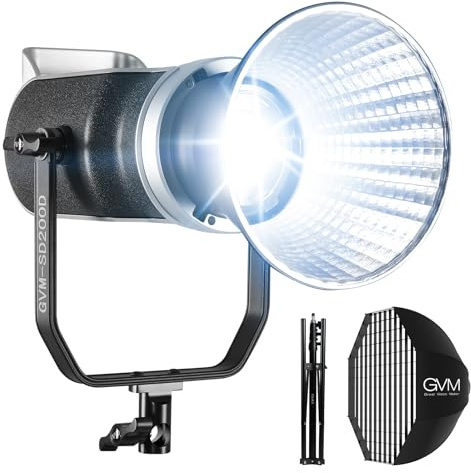 GVM LED Video Light with Softbox &Tripod Kit, 200W Bi-Color Spotlight Wireless APP Control, 93000lux/0.5m Continuous Output Lighting for Photography Studio Video Recording Film Shooting