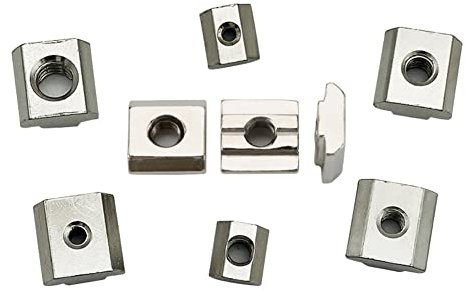 CONPHERON Dado a T-scanalatura Testa a Martello in Acciaio al Carbonio Nichelato Mobili T Dado Tee per profilo in Alluminio, (EU40) M8, 10pcs