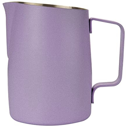 Dianoo Milchaufschäumkrug mit Griff, 600 ml, Edelstahl-Dampfkrug, Espresso-Milchaufschäumer, für Kaffee, Cappuccino, Latte, Kunst, Violett