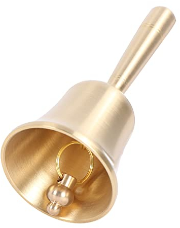 Handglocke im traditionellen Stil – Laute Handglocken aus massivem Messing, sehr Laute Handklingel für Schule, Kirche, Hotel, Weihnachten und Hochzeitsservice