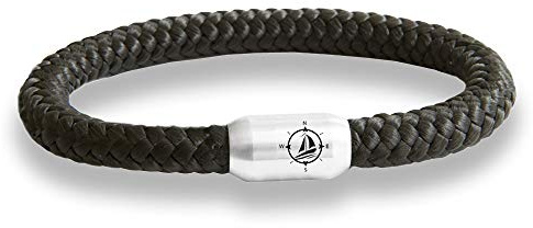 Paris Montana Das Original Yacht Club Kompass Gravur Segeltau Unisex Armband Unisex Geflochten Handmade Hochwertiger Magnetverschluss Durchmesser 8 cm
