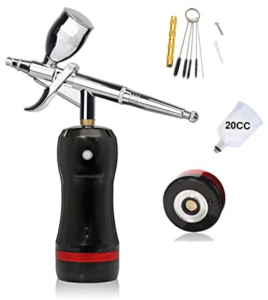 Pistola a spruzzo per vernice Mini portatile Sostituisci batteria Kit compressore aerografo ad alta pressione Nail Beauty Salon Spray Paint Kit pistola sabbiatrice privata (Color : Part D Bl