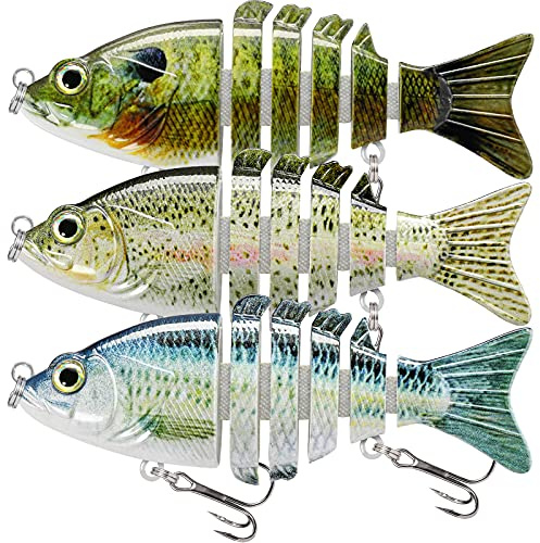 TRUSCEND Angeln Köder für Bass Forelle Crappie, Multi Jointed Swimbait Slow Sinking Bionic Schwimmen Köder Süßwasser Salzwasser, Lifelike Walleye Hecht Bass Köder, Angelausrüstung Köder