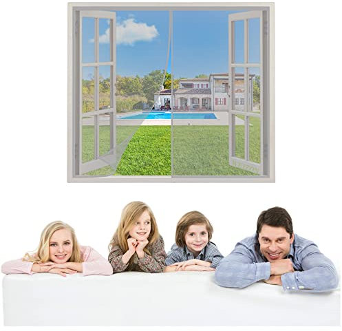 𝟐𝟎𝟐𝟑 𝐍𝐞𝐮𝐞 Insektenschutz Rollo FüR Fenster 90x115cm Grau Insektenschutz Balkontür Magnet Fliegenvorhang Ohne Bohren für Wohnzimmer und Schiebetür