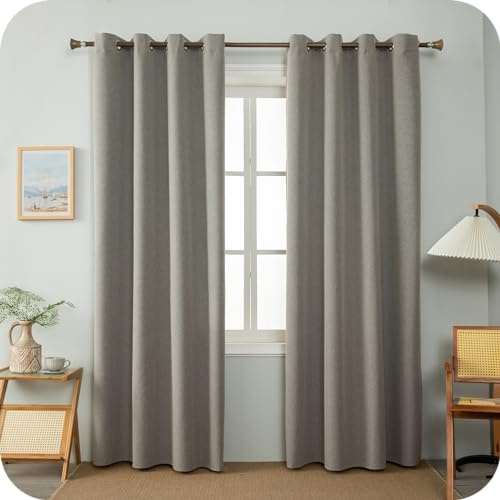 GIRASOLE HOME Coppia Tende Barbados Termiche 100% Oscuranti 2 Pannelli da 140x260cm con Occhielli, Tortora