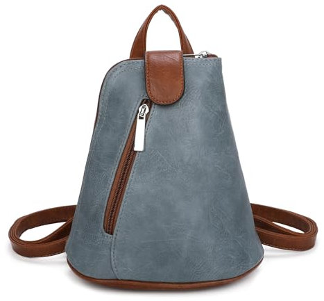 ITALYSHOP24 OBC Damen Rucksack Schultertasche Umhängetasche Backpack Handtasche Crossover Crossbody Henkeltasche Reise Stadtrucksack Blau