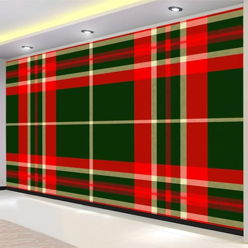 Tapete Wandbild 3D Fototapete Rote Und Grüne Karierte Streifen Rot Grün Vliestapete Wandtapete Foto für Modernes Design der Fernseh Hintergrund Wand-Kunst-Deko, 350x256 Cm