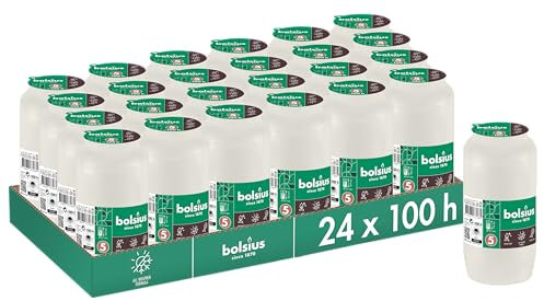 Bolsius Grave Light - White - 24-Pack - Long Burning Time 4 Days - Funeral Candle & Memorial Candles - Clean Burning - Without Palm Oil