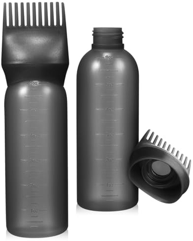 WOONEKY Lot de 2 flacons de coloration avec peigne, huile capillaire, flacons de teinture pour cheveux et cuir chevelu, flacon de brosse, distributeur de brume peigne, peigne à racine, bouteilles de