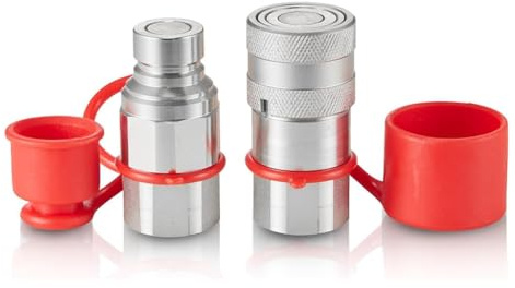 Acoplamientos hidráulicos planos 1/2, acoplamientos rápidos hidráulicos de carga compacta de 1/2 NPT con 2 tapones antipolvo