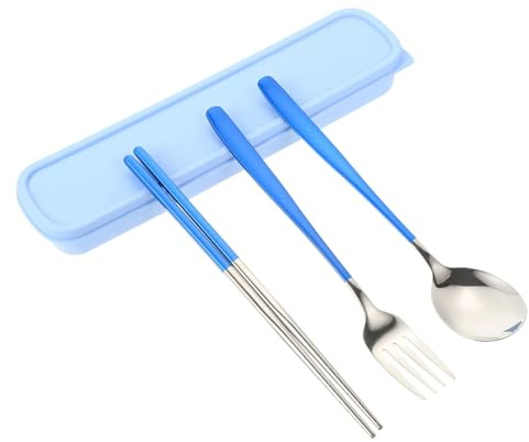 GLJTUO Dinner Forks 3 pcs Knife Fork Spoon Stainless Steel Cutlery Set with Box Silverware Set Kitchen Portable Simple Flatware Set,