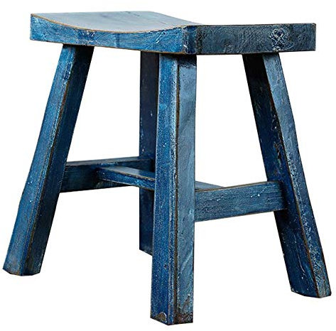 CVNIMV Fußhocker, Neue chinesische Ulmen-Retro-Hocker mit konkaver Oberfläche, Schuhbank mit Wechselfunktion, einfacher, bequemer Hocker aus massivem Holz