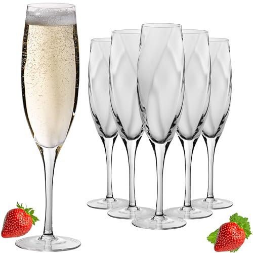 IMPERIAL glass gemusterte Sektkelche 170ml Set 6-Teilig Sektgläser 'Glamour' Champagnergläser aus Crystalline Glas Handmade