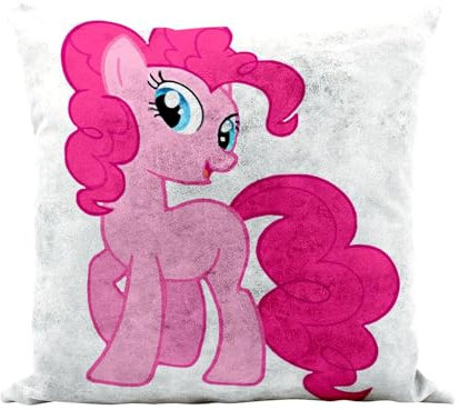 Fabulous Kissen aus Kunstleder, weiß, Pony, Rosa, für Kinder, Mädchen, niedliches Design, 40 x 40 cm, Leder-Haptik, Bezug und Kissen enthalten