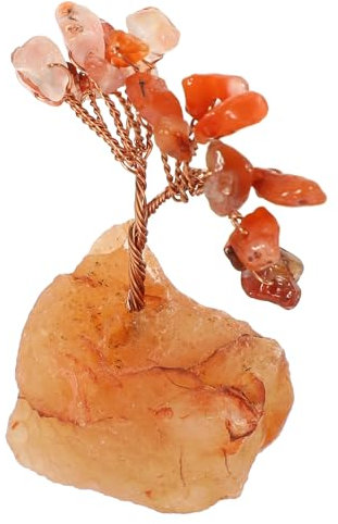 Cabilock Natürlicher Kristall Geldbaum Tischdekoration Mit Rotem Achat Handgefertigter Feng Shui Kristallbaum Langlebiges Desktop-Ornament Für Büro Wohnzimmer Und Homeoffice Glücksbringer g