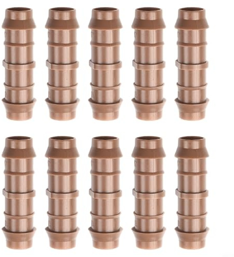 10 Stück Kupplung Tropfbewässerung Kunststoff Fitting Widerhaken Tropfleitung Kupplung Verbinder Braun für Tropfleitung und Tropfschlauch Anwendungen