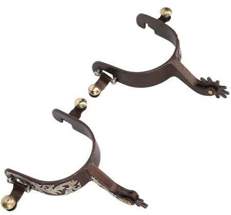 2 Stück -Cowboy-Sporen, Vintage-Bronze-Pferdesporen mit Drehbarem Zahnrad, Handgefertigte Sporen aus Kohlenstoffarmem Stahl für das Reittraining, Retro-Design und Antik