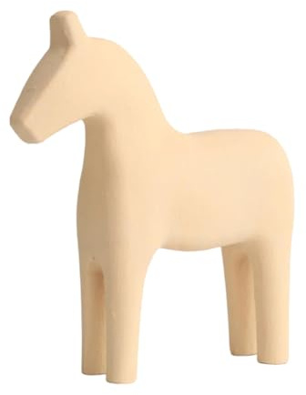 Garneck Vintage Dalapferd Aus Holz – Handgefertigte Schwedische Holzpferd Figur Als Deko Für Wohnzimmer - Schlafzimmer Oder Kinderzimmer – Beige - Skandinavisches Design 20 cm