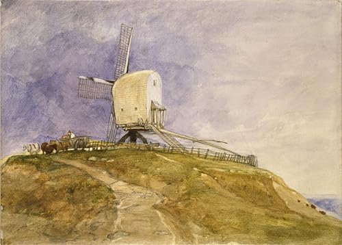 IPLUPJDY Berühmte Gemälde Gemälde Kunst Bilder Kunstdruck Leinwand eine Windmühle auf einem Hügel in Eye Suffolk von Sell Cotman Abstrakte Leinwandbilder für Wohnzimmer-Dekor 60x90cm